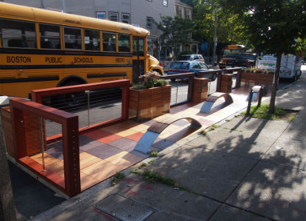 Image for a completed parklet in jamaica plain 
