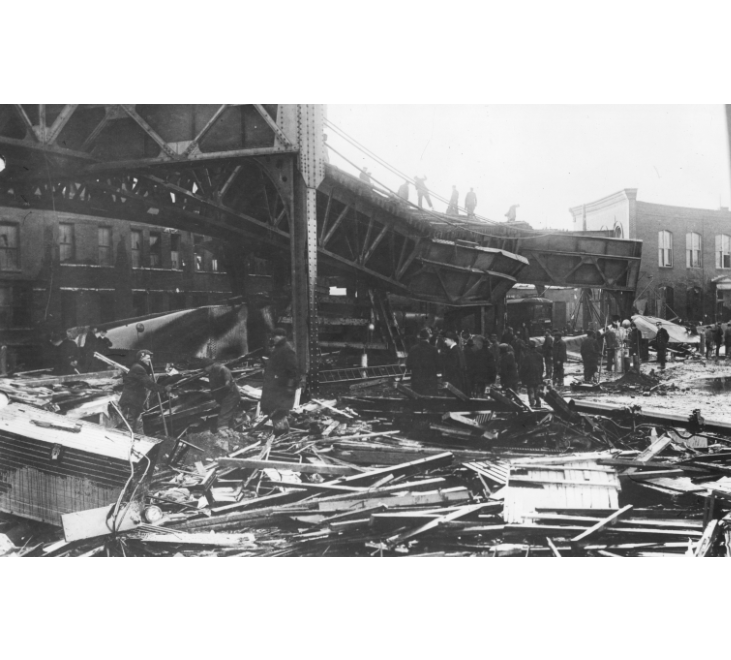 Image for molasses flood destruction and cleanup, 1919 (ber photograph collection, 9800 018, boston city archives)