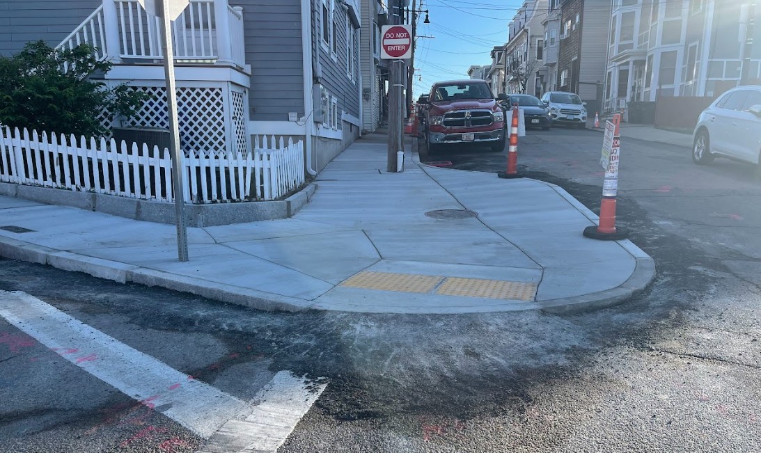 New curb extension on Hadley Street and Parker Street