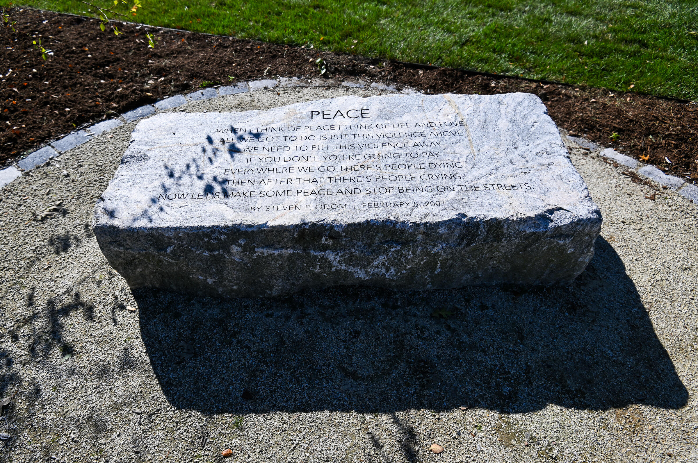 Odom Serenity Garden peace poem stone