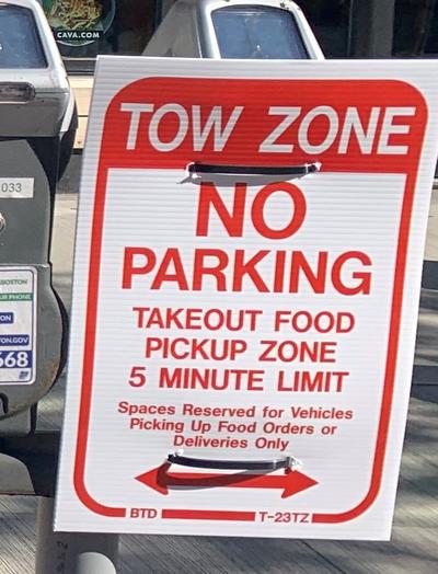 Takeout Food Pick Up 5 Min Sign Example