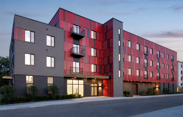 Digital rendering of Brookley Flats, a new building featuring 45 new affordable homes in Jamaica Plain