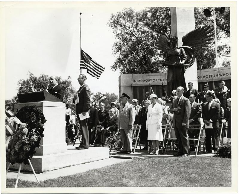 Mayor John Collins at Memorial Day Exercises, 1960, Mayor John Collins collection (0244.001)