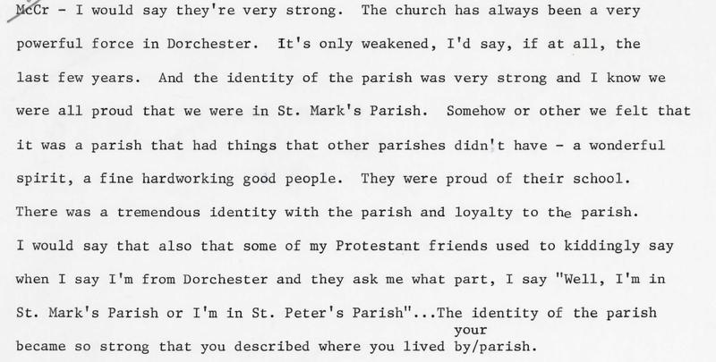 Dorchester Oral History 8