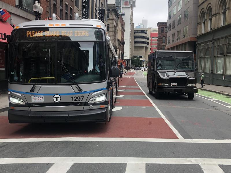 The new Washington Street bus lane