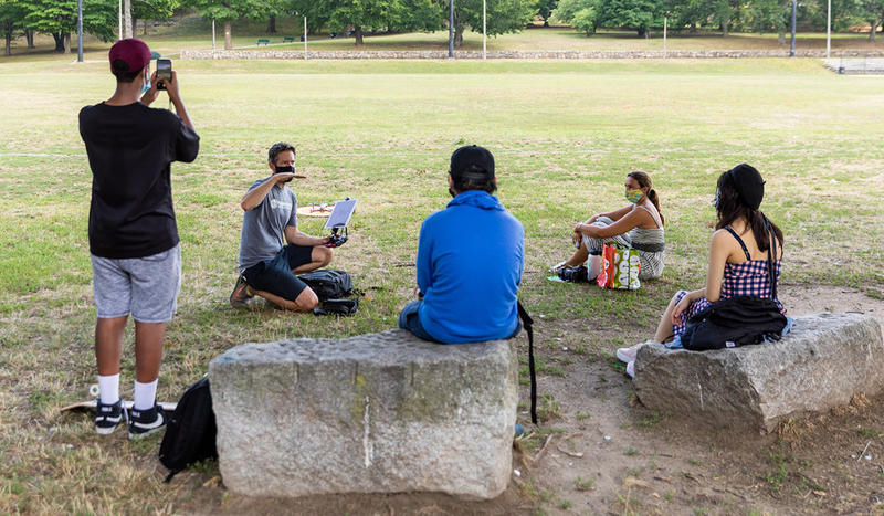 Our interns at a drone workshop