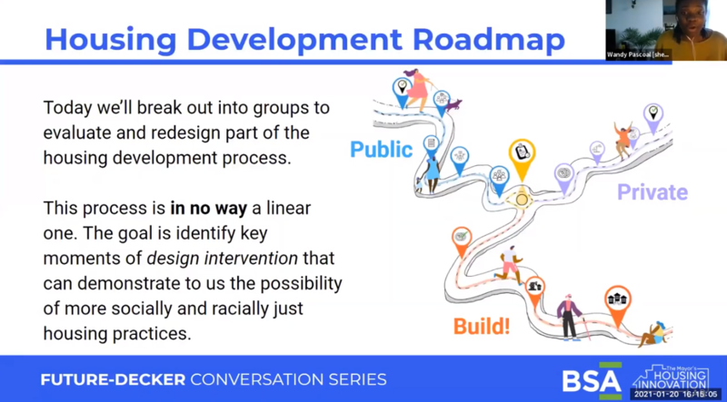 Screenshots from the virtual session Anti-Racist Design: Reimagining the Future of Multi-Family Housing that took place on January 20 as part of the Future-Decker Conversation Series.