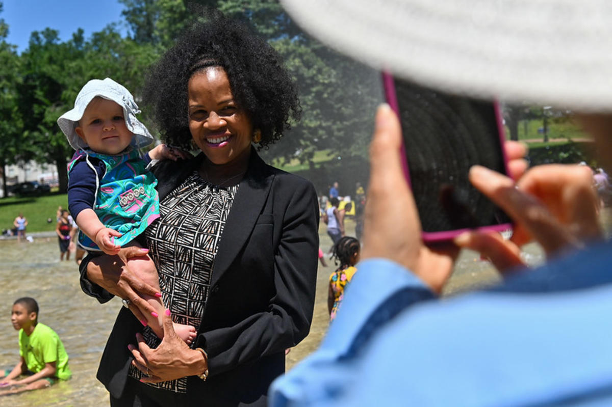 janey with baby frog pond
