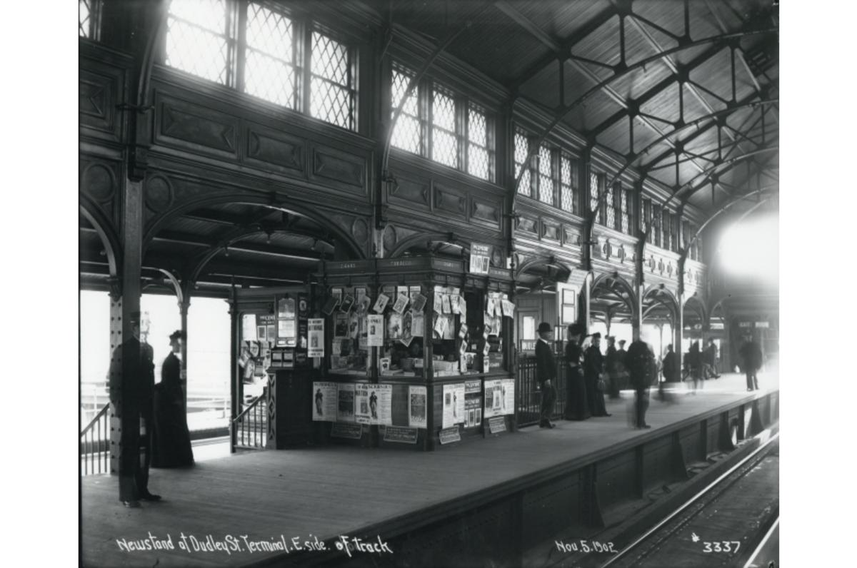 Newsstand at Dudley terminal, east side of track