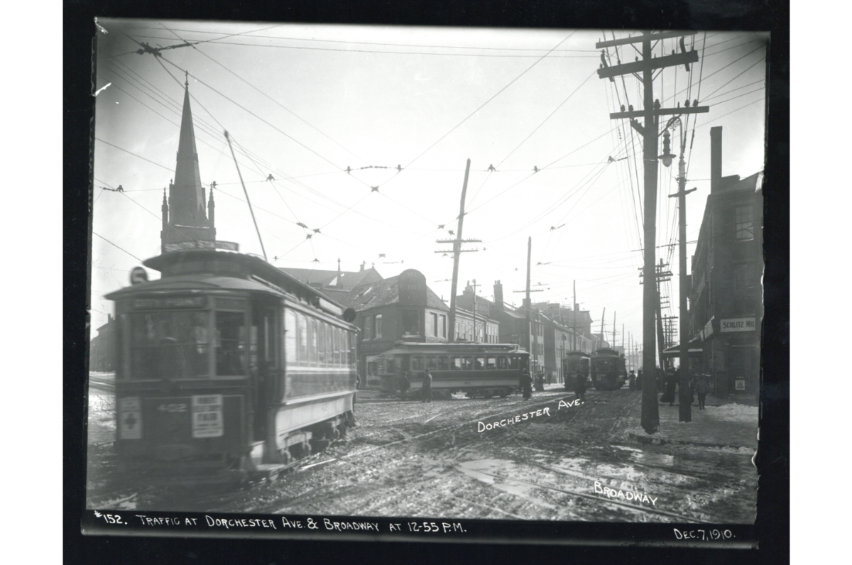 Traffic at Dorchester Avenue and Broadway at 12:55 PM