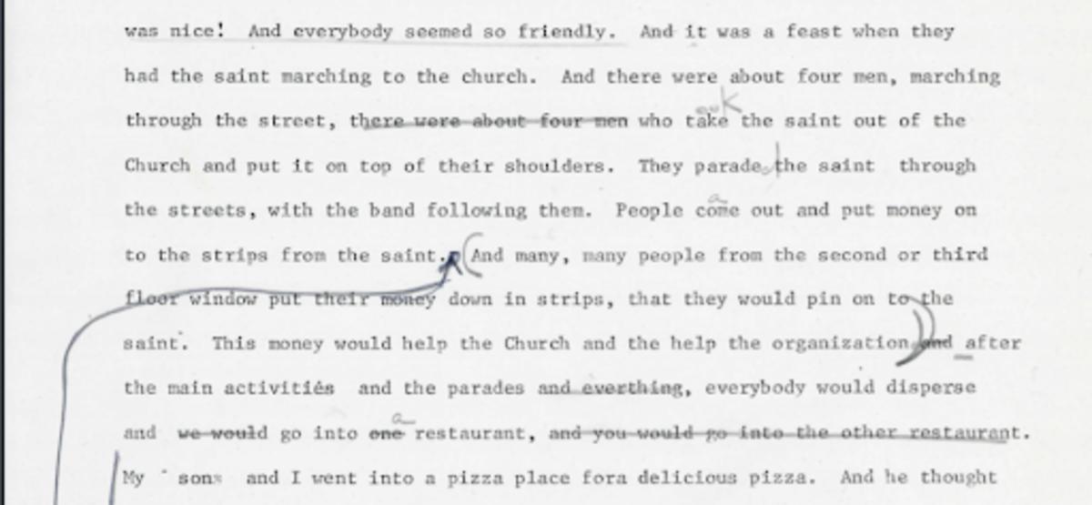 The Lucianis describe men marching from the church and into the streets with the statue. As they parade the saint, people would put money on to the strips from the saint.