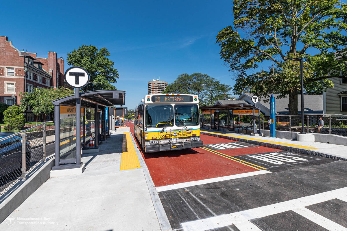 Columbus Avenue Bus Platform with MBTA Bus