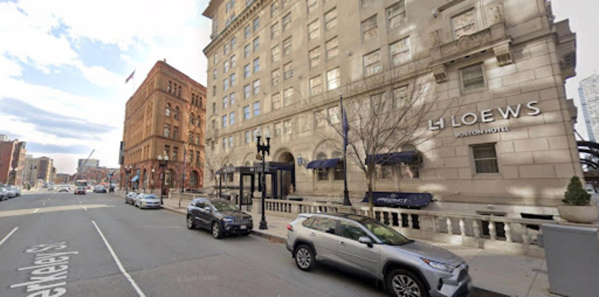  Berkeley Street in front of the Boston Police Headquarters building.