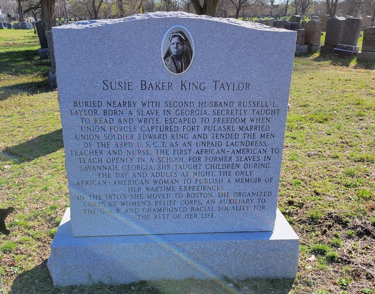 Front of the Susie Baker King Taylor memorial