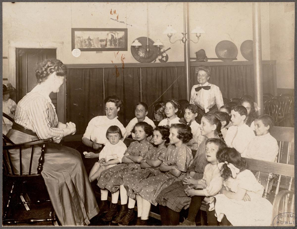 Story telling at the South End Branch. Boston Public Library. circa 1911-1923, Boston Public Library