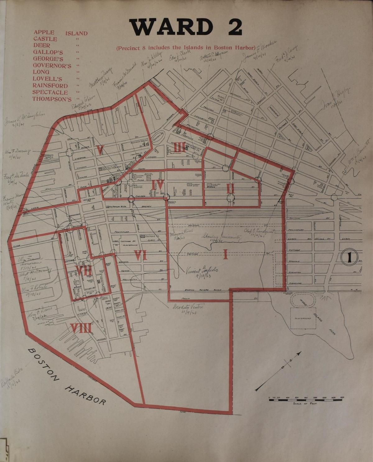 Map of Boston's Ward 2 in 1920