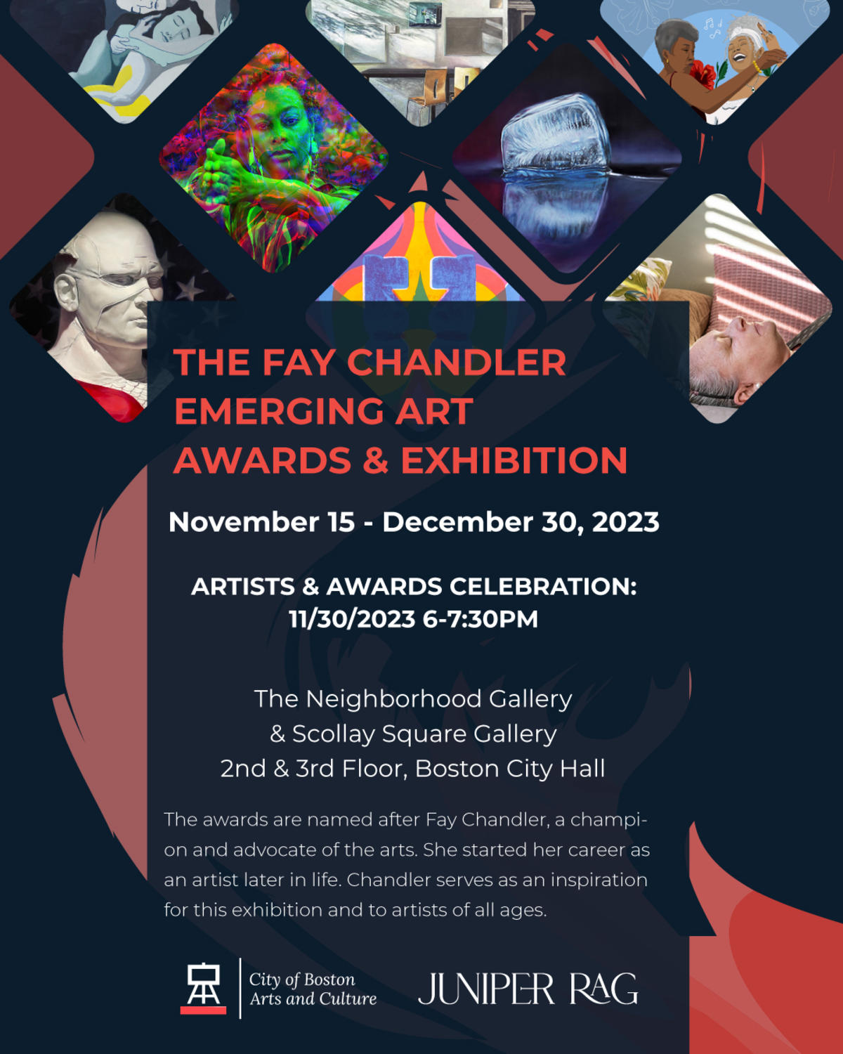 Poster for Fay Chandler EMERGING Art Exhibition