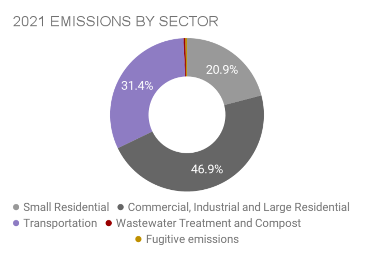 Pie chart showing the emissions per emitting sector in 2021