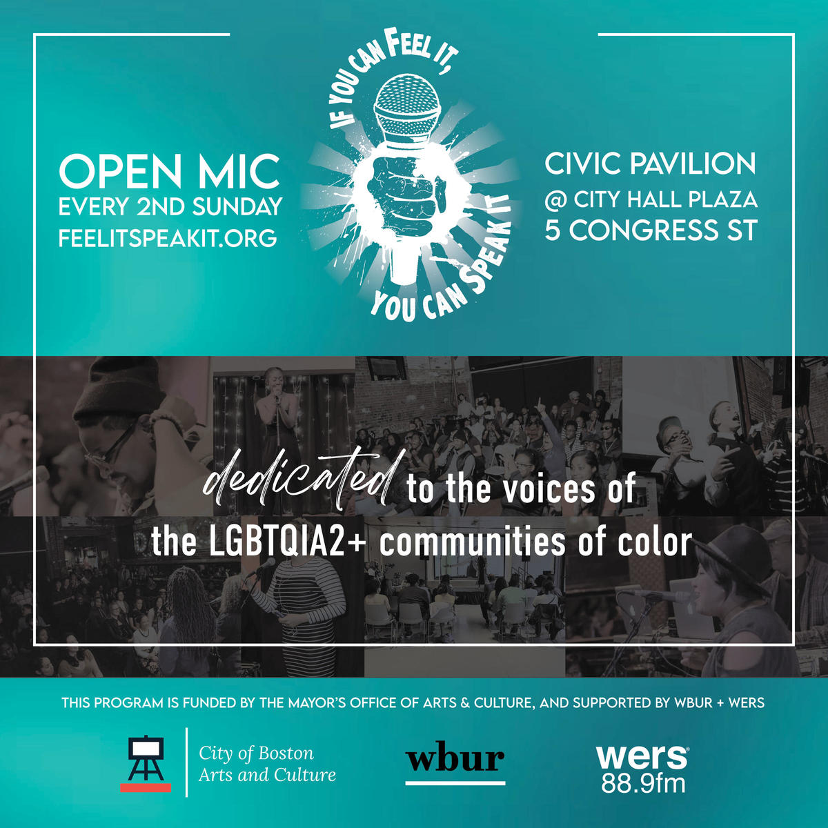 Flyer for "If you can feel it you can speak it" open mic