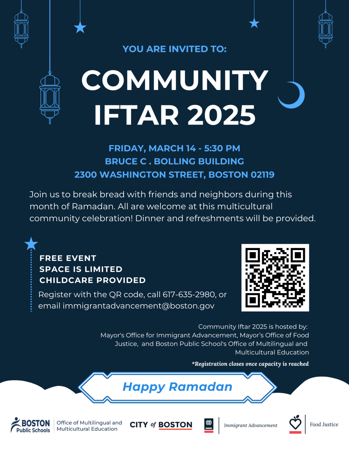 Community Iftar 2025 Flyer in English