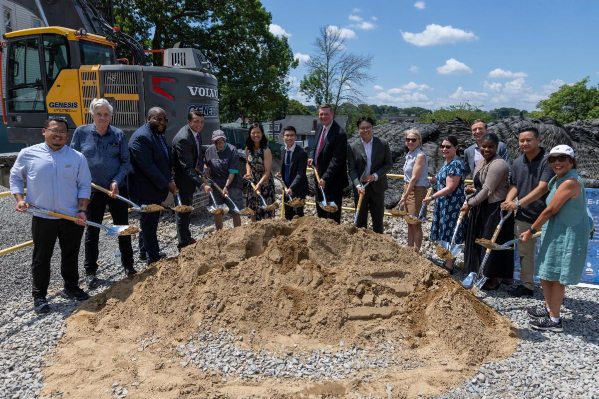 Hamilton at Mount Everett groundbreaking with Mayor Wu and local officials.