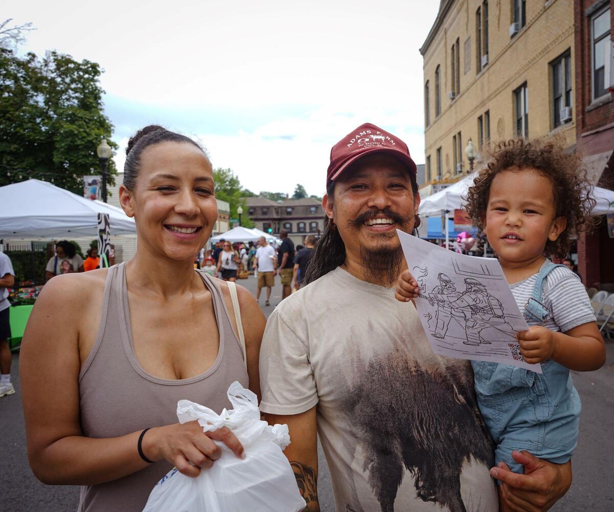 Folks at an Open Streets Boston Hyde Park event.