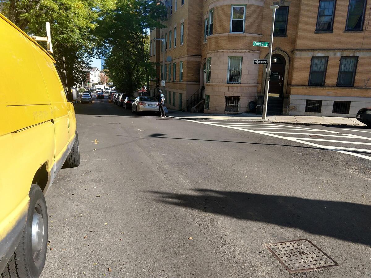 Forest Street at Mount Pleasant Avenue before implementation