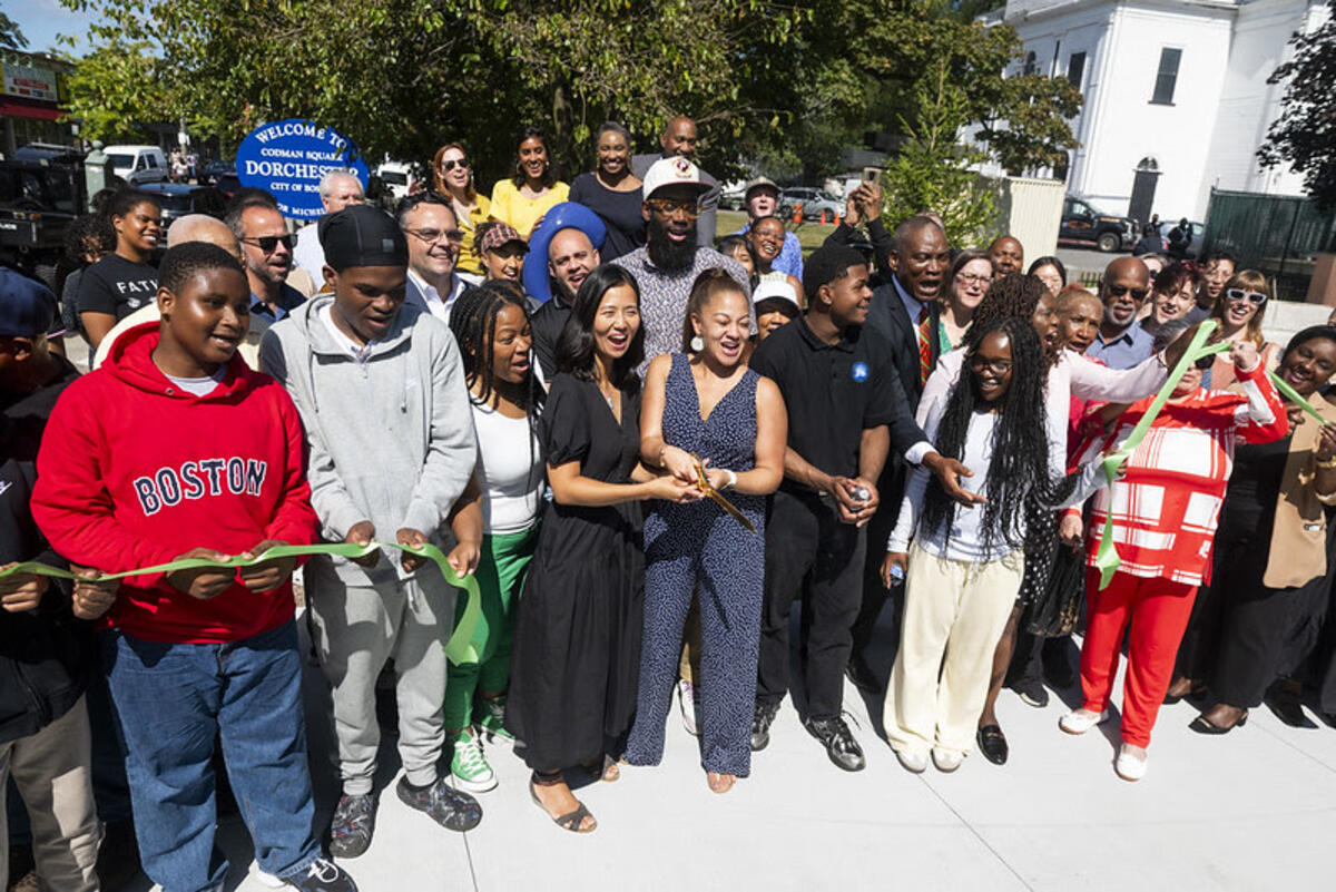 Mayor Wu cut the ribbon on improvements to Codman Square Park in Dorchester.