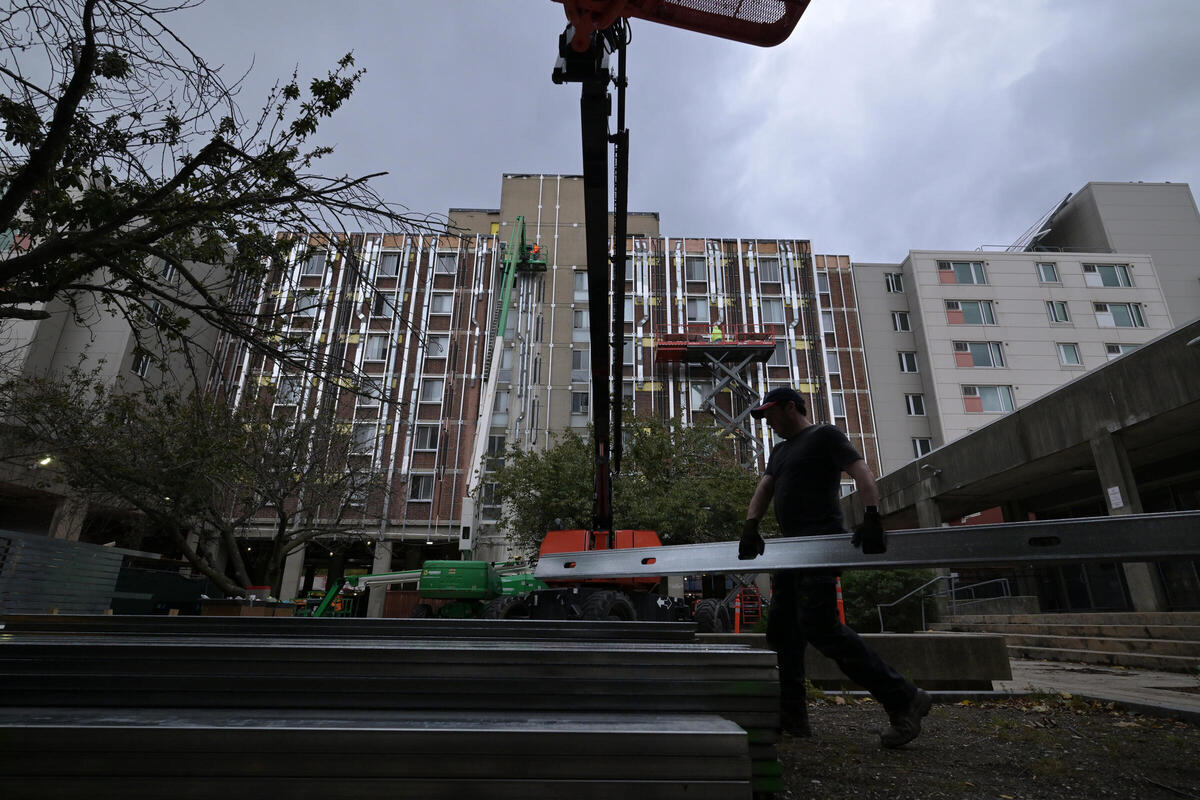 A deep energy retrofit underway at the Eva White apartments in the South End