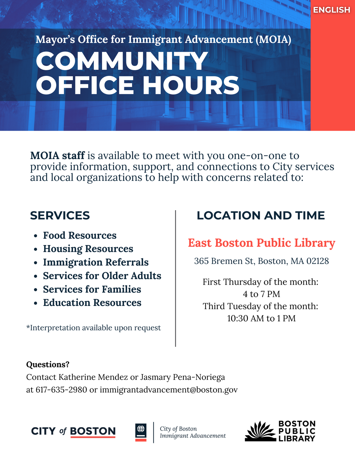 Community office hours flyer