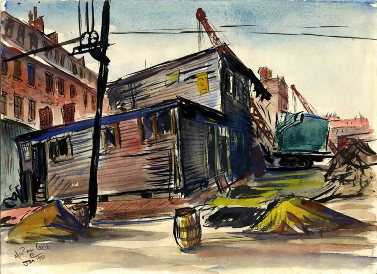 Wrecking Old Houses a Painting by Allan Crite