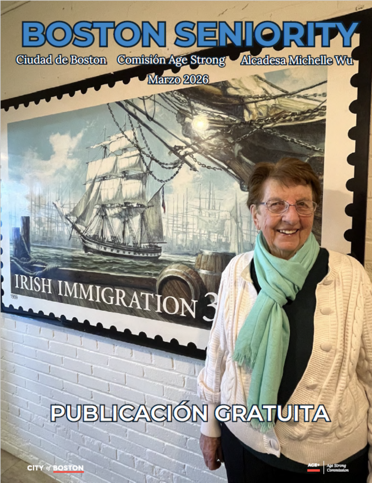 Front Page of Age Strong's Marzo 2026 Boston Seniority Magazine - Spanish Issue