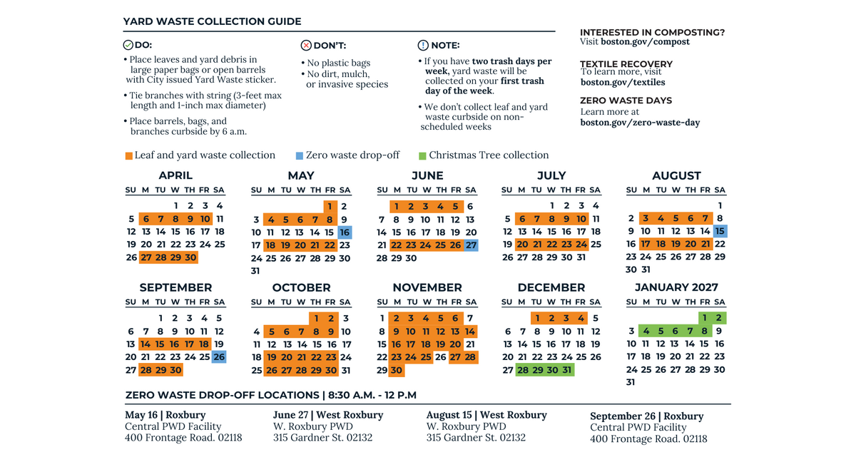 2026 Leaf and Yard Waste Calendar