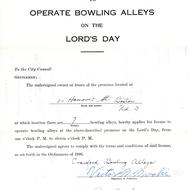 Petition to Operate Bowling Alleys on the Lord’s Day, 1947, Collection 0100.001, Boston City Archives