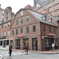Old Corner Bookstore and Cunningham House at the corner of Washington and School Streets