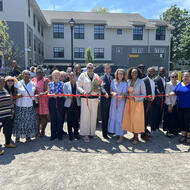 Ribbon Cutting at 150 River with residents, development teams and elected officials