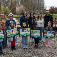 Mayor Michelle Wu and Tynan Elementary School students kicked off spring at the Boston Public Garden's Swan Boat opening ceremony. 