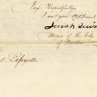 Portion of letter from Mayor Josiah Quincy to Marquis de Lafayette