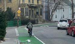 A bicyclist on Seaverns Avenue